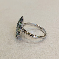 6.54 Ct. Demantoid Garnet Natural Diamond Pave Ring, 18K White Gold Image