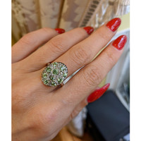 6.54 Ct. Demantoid Garnet Natural Diamond Pave Ring, 18K White Gold Life Style
