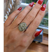 6.54 Ct. Demantoid Garnet Natural Diamond Pave Ring, 18K White Gold Life Style