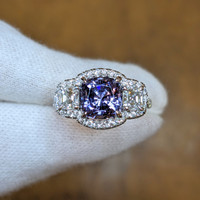 2.30 Ct. Spinel Natural Diamond Pave Ring, Platinum 950 Image