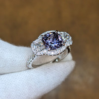 2.30 Ct. Spinel Natural Diamond Pave Ring, Platinum 950 Image