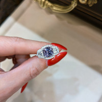 2.30 Ct. Spinel Natural Diamond Pave Ring, Platinum 950 Life Style