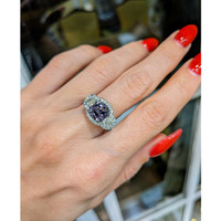 2.30 Ct. Spinel Natural Diamond Pave Ring, Platinum 950 Life Style