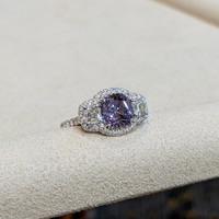 2.30 Ct. Spinel Natural Diamond Pave Ring, Platinum 950 Life Style
