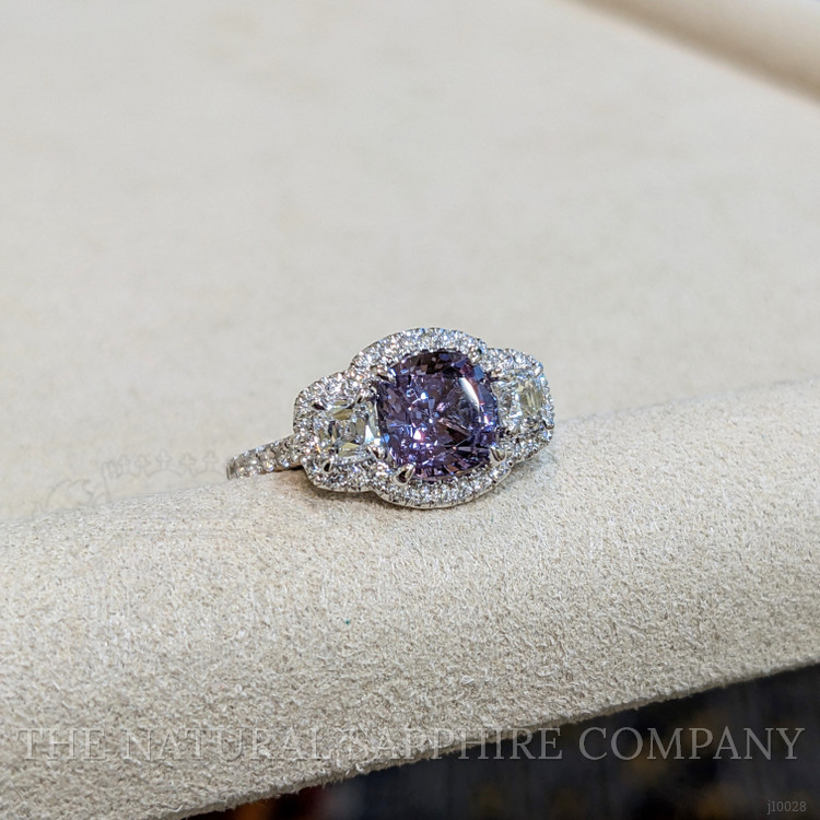 2.30 Ct. Spinel Natural Diamond Pave Ring, Platinum 950