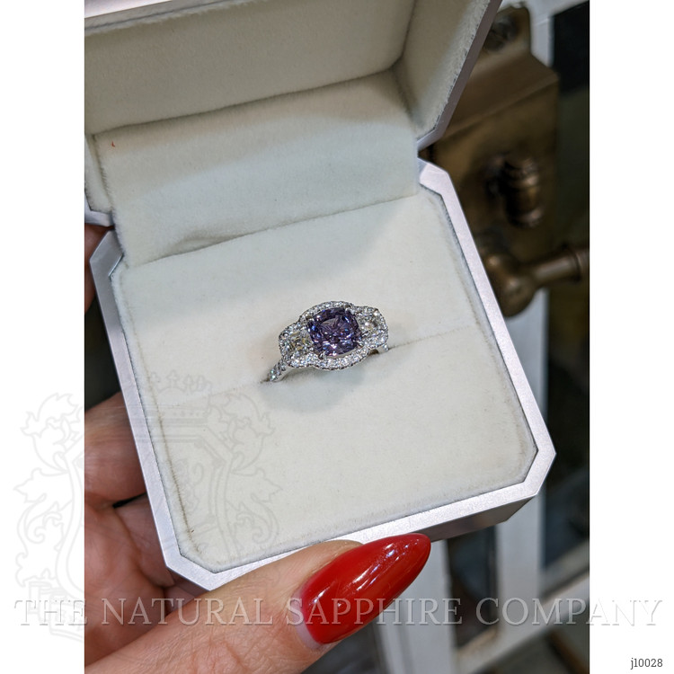 2.30 Ct. Spinel Natural Diamond Pave Ring, Platinum 950