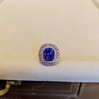 6.59 Ct. Tanzanite Sapphire Halo Ring, 18K Rose Gold Life Style