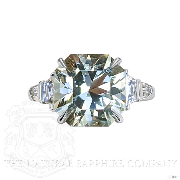 4.96 Ct. Beryl Natural Diamond Accent Stones Ring, Platinum 950