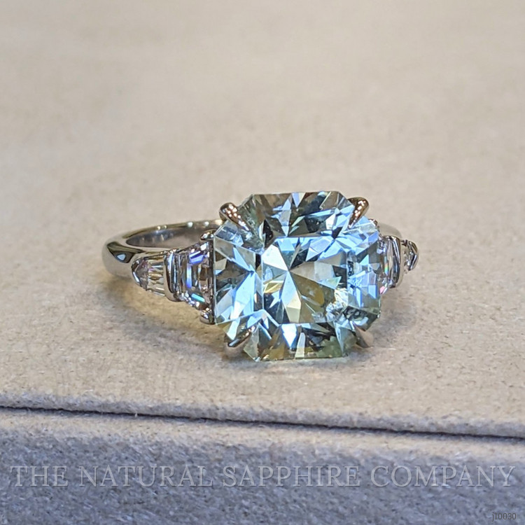 4.96 Ct. Beryl Natural Diamond Accent Stones Ring, Platinum 950