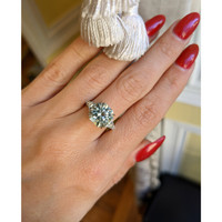 4.96 Ct. Beryl Natural Diamond Accent Stones Ring, Platinum 950 Life Style