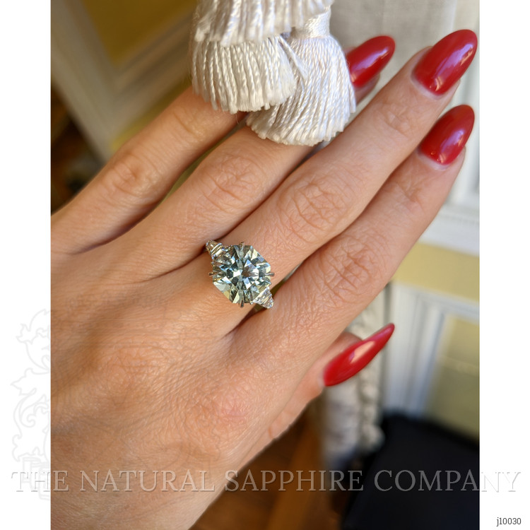 4.96 Ct. Beryl Natural Diamond Accent Stones Ring, Platinum 950