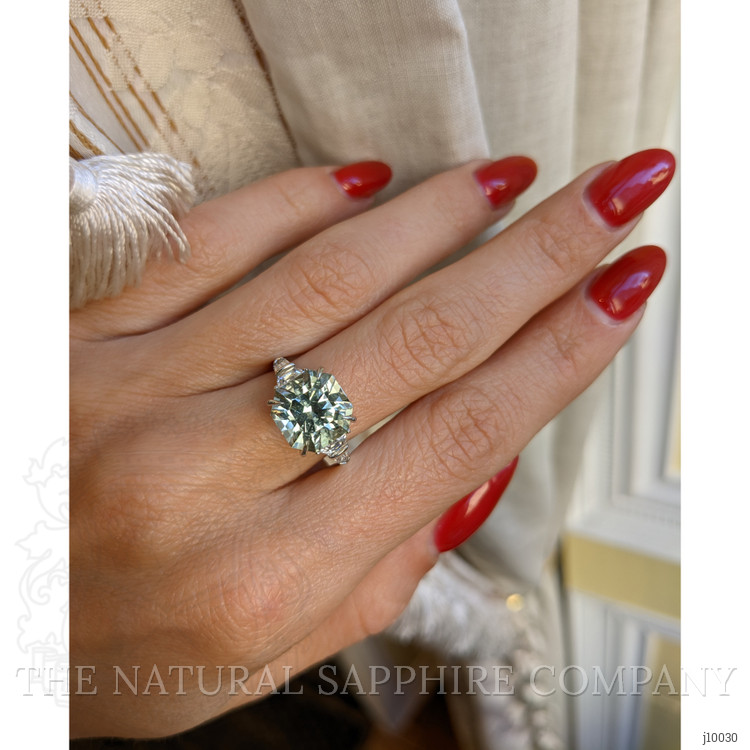 4.96 Ct. Beryl Natural Diamond Accent Stones Ring, Platinum 950