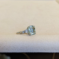 4.96 Ct. Beryl Natural Diamond Accent Stones Ring, Platinum 950 Life Style