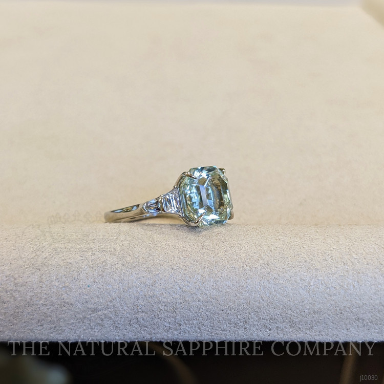 4.96 Ct. Beryl Natural Diamond Accent Stones Ring, Platinum 950