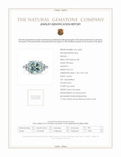 3.91 Ct. Beryl Natural Diamond Three Stone Ring, Platinum 950 Scan Report