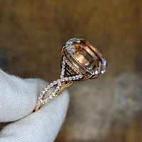 16.93 Ct. Morganite Natural Diamond Pave Ring, 14K Rose Gold Image
