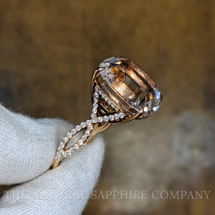 16.93 Ct. Morganite Natural Diamond Pave Ring, 14K Rose Gold
