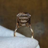 16.93 Ct. Morganite Natural Diamond Pave Ring, 14K Rose Gold Image