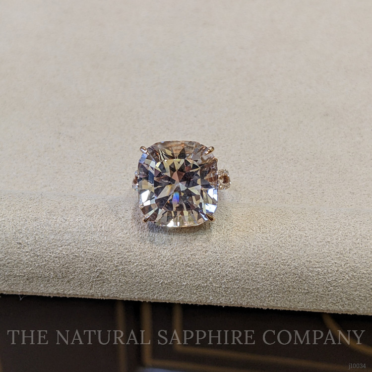 16.93 Ct. Morganite Natural Diamond Pave Ring, 14K Rose Gold