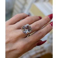 16.93 Ct. Morganite Natural Diamond Pave Ring, 14K Rose Gold Life Style