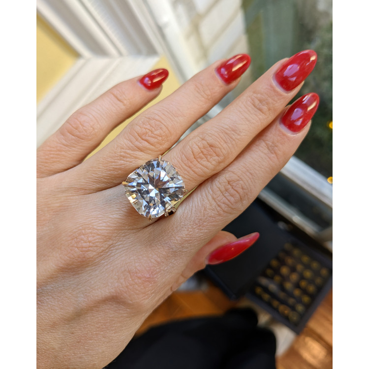 16.93 Ct. Morganite Natural Diamond Pave Ring, 14K Rose Gold