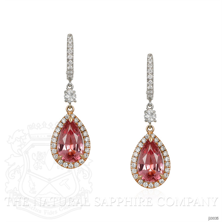 3.96 Ct.Tw. Spinel Natural Diamond Halo Earrings, 14K Rose & White