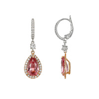3.96 Ct.Tw. Spinel Natural Diamond Halo Earrings, 14K Rose & White Image
