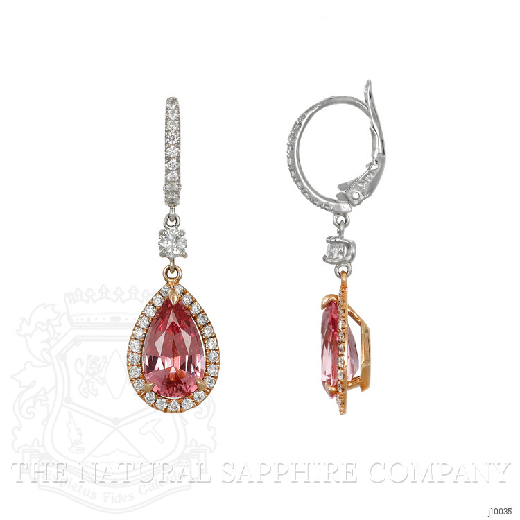 3.96 Ct.Tw. Spinel Natural Diamond Halo Earrings, 14K Rose & White