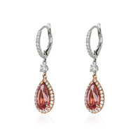 3.96 Ct.Tw. Spinel Natural Diamond Halo Earrings, 14K Rose & White Image