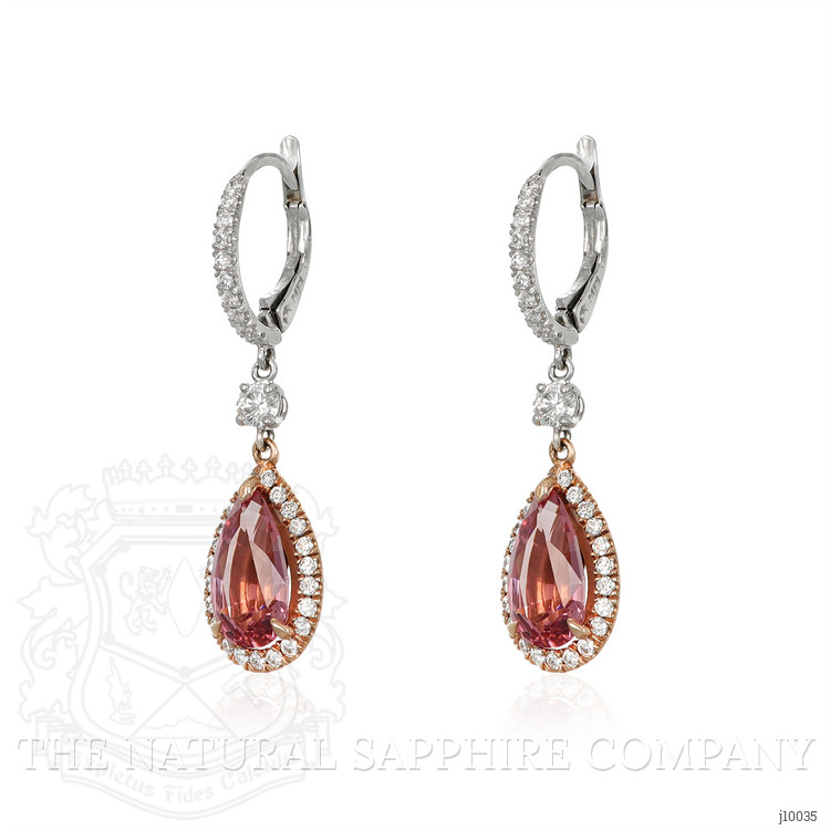 3.96 Ct.Tw. Spinel Natural Diamond Halo Earrings, 14K Rose & White