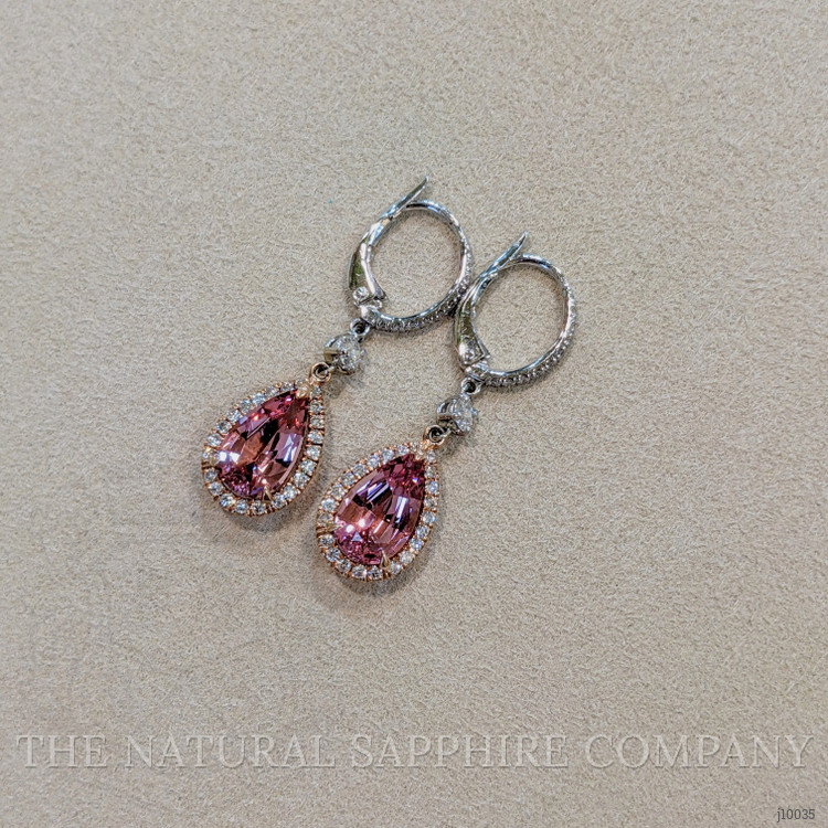 3.96 Ct.Tw. Spinel Natural Diamond Halo Earrings, 14K Rose & White