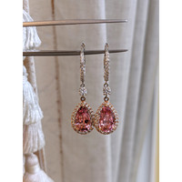 3.96 Ct.Tw. Spinel Natural Diamond Halo Earrings, 14K Rose & White Life Style