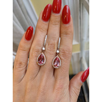 3.96 Ct.Tw. Spinel Natural Diamond Halo Earrings, 14K Rose & White Life Style