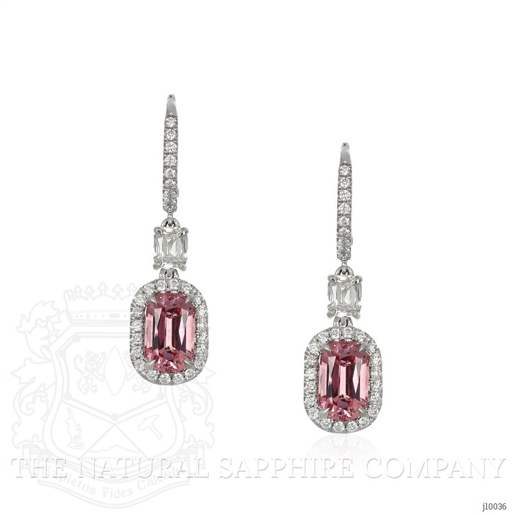 3.50 Ct.Tw. Spinel Natural Diamond Pave Earrings, 18K White Gold