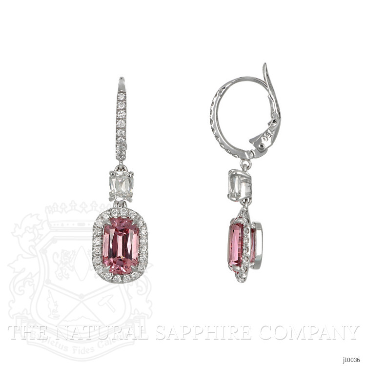 3.50 Ct.Tw. Spinel Natural Diamond Pave Earrings, 18K White Gold
