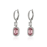 3.50 Ct.Tw. Spinel Natural Diamond Pave Earrings, 18K White Gold Image