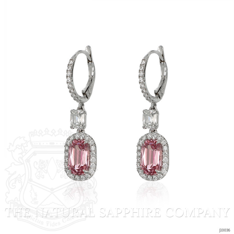 3.50 Ct.Tw. Spinel Natural Diamond Pave Earrings, 18K White Gold
