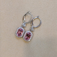 3.50 Ct.Tw. Spinel Natural Diamond Pave Earrings, 18K White Gold Life Style