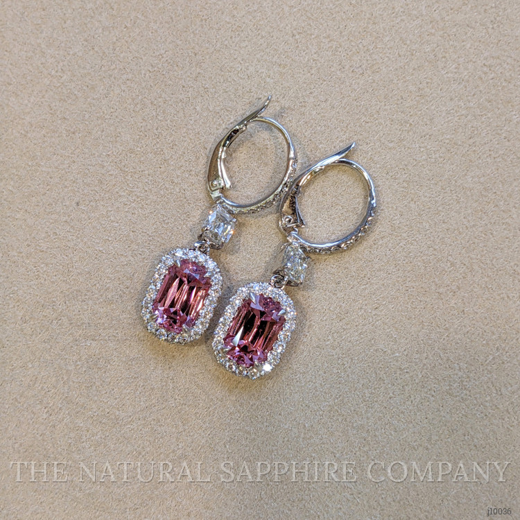 3.50 Ct.Tw. Spinel Natural Diamond Pave Earrings, 18K White Gold