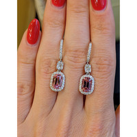 3.50 Ct.Tw. Spinel Natural Diamond Pave Earrings, 18K White Gold Life Style