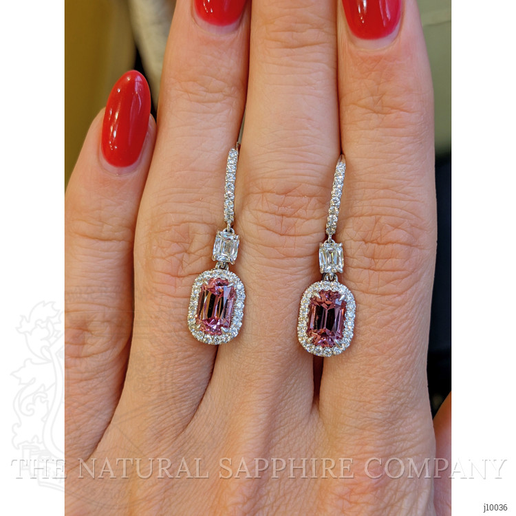 3.50 Ct.Tw. Spinel Natural Diamond Pave Earrings, 18K White Gold