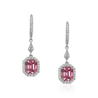 3.97 Ct.Tw. Spinel Natural Diamond Pave Earrings, 18K White Gold Video