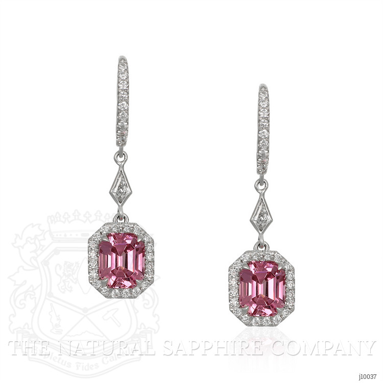 3.97 Ct.Tw. Spinel Natural Diamond Pave Earrings, 18K White Gold