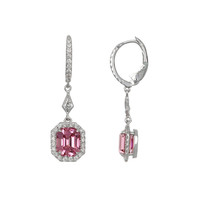 3.97 Ct.Tw. Spinel Natural Diamond Pave Earrings, 18K White Gold Image