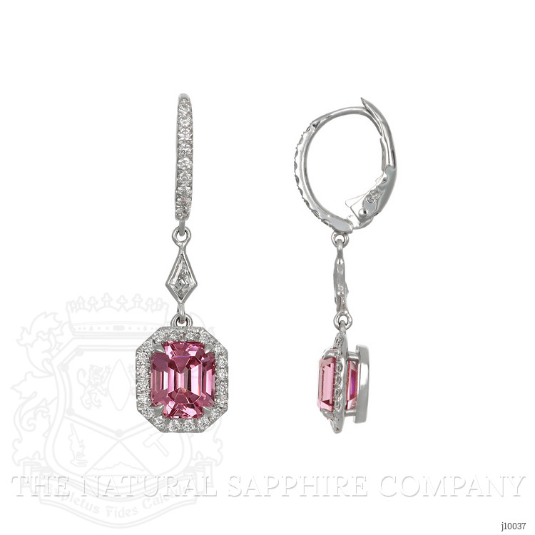 3.97 Ct.Tw. Spinel Natural Diamond Pave Earrings, 18K White Gold