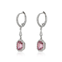 3.97 Ct.Tw. Spinel Natural Diamond Pave Earrings, 18K White Gold Image