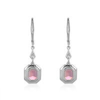 3.97 Ct.Tw. Spinel Natural Diamond Pave Earrings, 18K White Gold Image