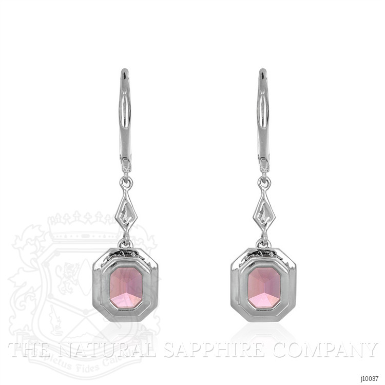 3.97 Ct.Tw. Spinel Natural Diamond Pave Earrings, 18K White Gold