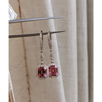 3.97 Ct.Tw. Spinel Natural Diamond Pave Earrings, 18K White Gold Life Style