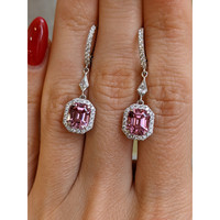 3.97 Ct.Tw. Spinel Natural Diamond Pave Earrings, 18K White Gold Life Style